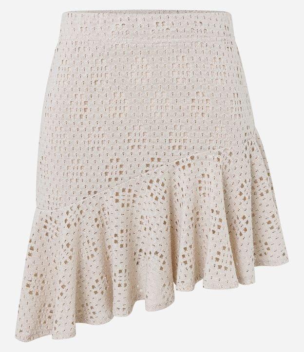 Saia Ajustada Curta com Ponto Vazado e Barra de Babado - 1