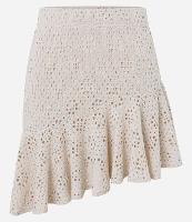 Saia Ajustada Curta com Ponto Vazado e Barra de Babado - 1