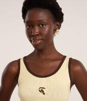 Blusa Regata em Ribana com Tucano Bordado e Viés Contraste - 1