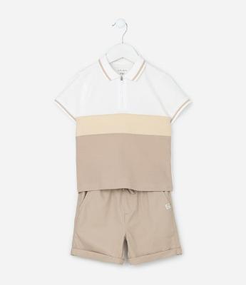 Conjunto Infantil em Piquet com Gola Polo - Tam 1 a 6 Anos