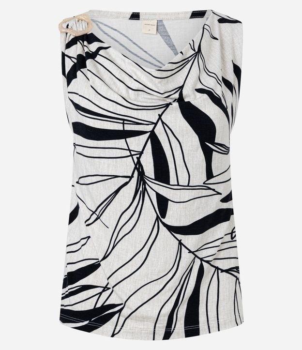 Blusa em Viscolycra com Decote Degagê e Estampa Folhagem - 1
