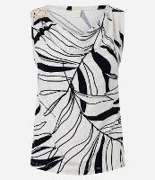 Blusa em Viscolycra com Decote Degagê e Estampa Folhagem - 1