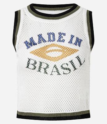 Blusa Regata Cropped em Tricô Telinha Made In Brasil