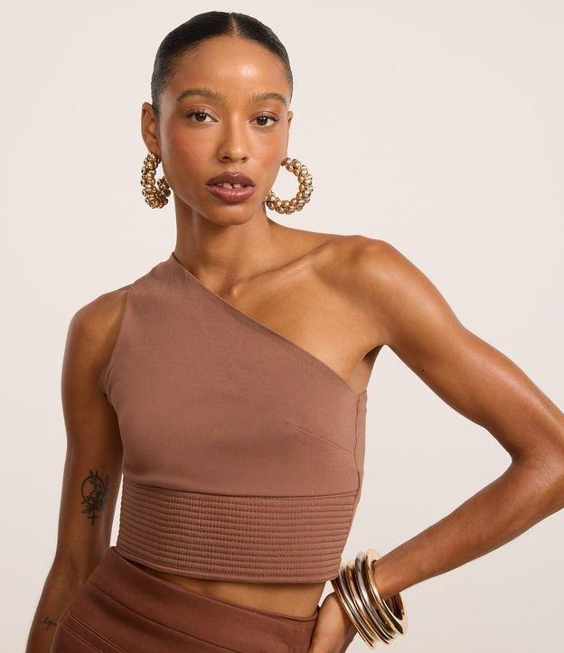 Blusa com Ombro Só e Faixa Pespontada - 2