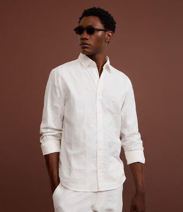 Camisa em Algodão com Bordado Quadriculado Texturizada - 1