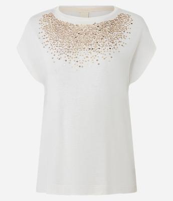 Blusa em Viscose com Paetês Metalizados no Peito