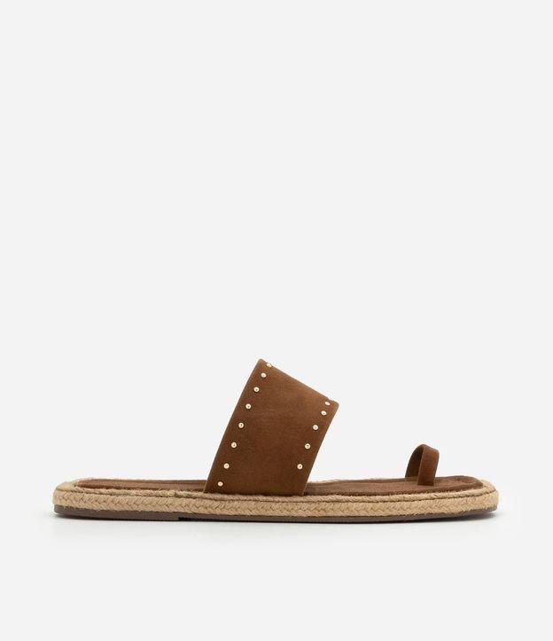 Sandália Rasteira Mule com Efeito Camurça e Rebites - 1