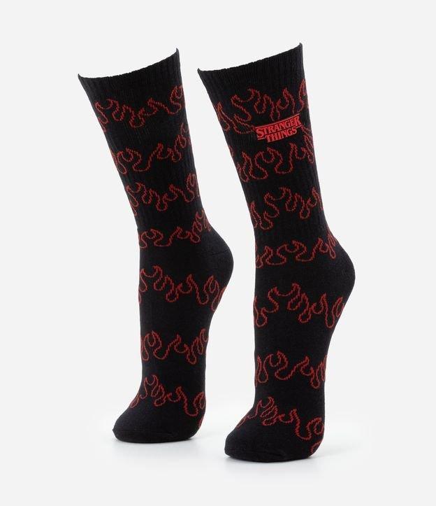 Meia Cano Alto em Algodão com Estampa Stranger Things - 1