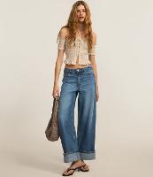 Blusa com Amarração Frontal e  Meia Manga Texturizada - 1