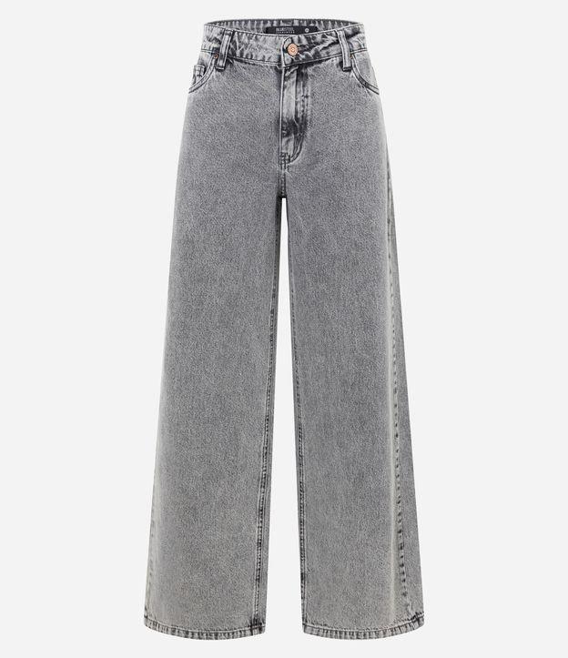 Calça Wide Leg Cintura Baixa em Jeans com 05 Bolsos - 1