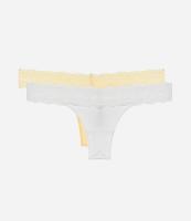 Kit 02 Calcinhas Biquíni Fio em Algodão com Cós de Renda - 1