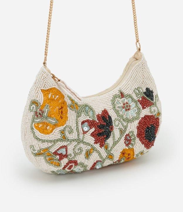 Bolsa Hobo com Alça Corrente e Miçanga Floral - 1