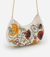 Bolsa Hobo com Alça Corrente e Miçanga Floral - 1