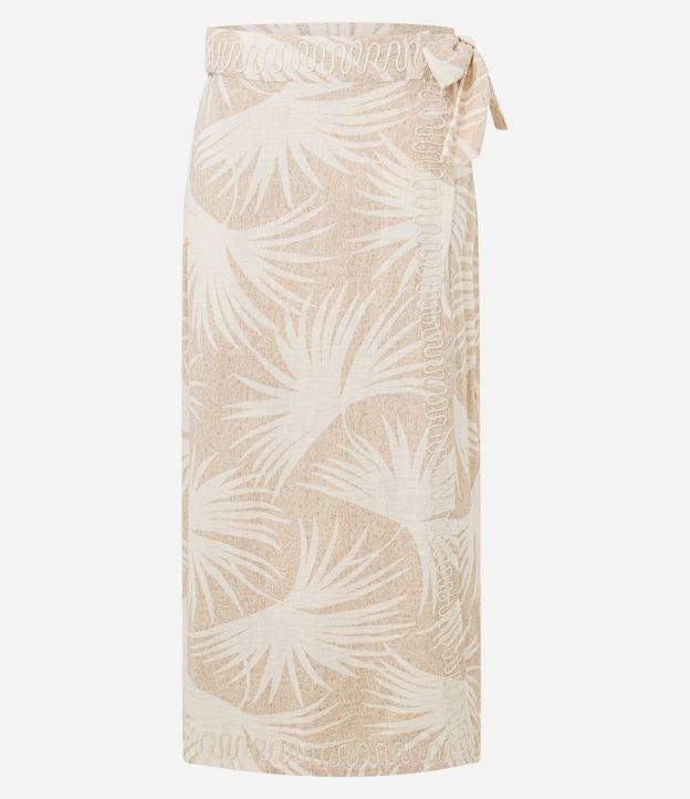 Saída de Praia Saia com Estampa de Folhagem e Amarração - 1