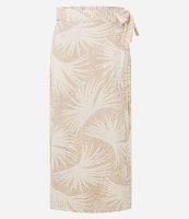 Saída de Praia Saia com Estampa de Folhagem e Amarração - 1