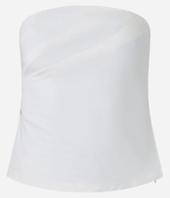 Blusa em Viscose sem Alça com Drapeados Laterais