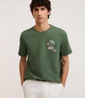 Camiseta Regular em algodão Texturizado com Estampa Tropical - 1