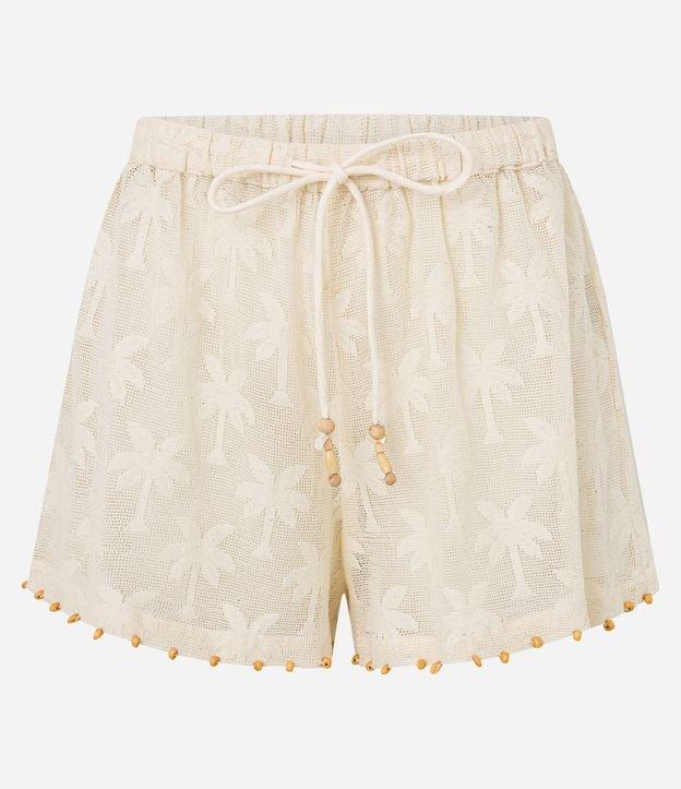 Saída de Praia Short com Textura de Coqueiro e Aviamentos de Madeira - 1