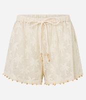 Saída de Praia Short com Textura de Coqueiro e Aviamentos de Madeira - 1