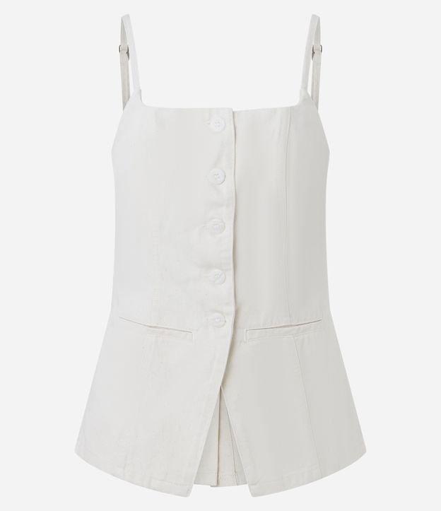 Colete de Alça em Sarja com Cintura Ajustada e Barra V - 1