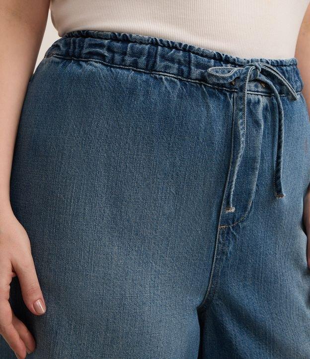 Calça Wide Leg em Jeans Amarração no Cós Curve & Plus Size - 1