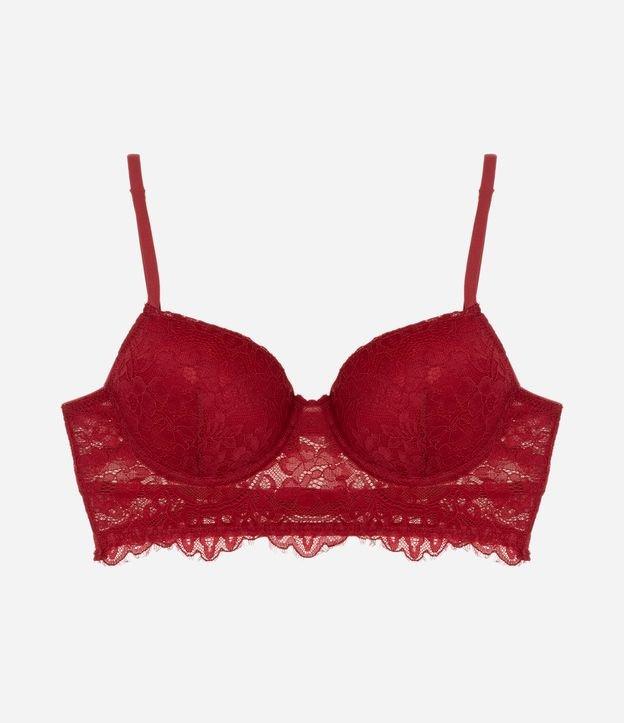 Sutiã Alongado em Renda Floral com Bojo - 1