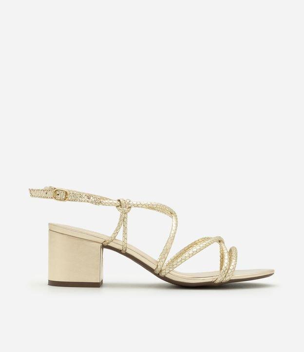 Sandália de Tiras com Textura Cobra e Salto Bloco - 1