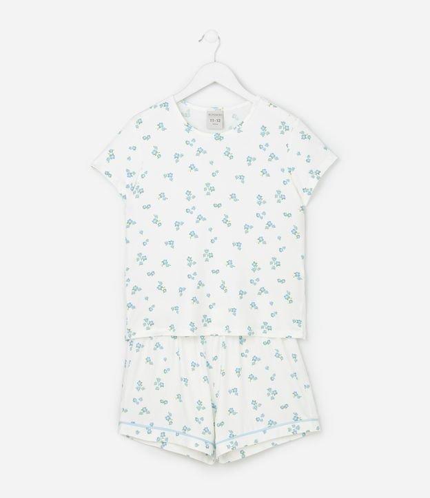 Pijama Infantil Curto Peach Touch com Estampa Floral- Tam 5 ao 14 - 1