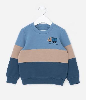 Blusao Infantil em Modal com Estampa Bloco de Cor e Bordado - Tam 1 a 6 Anos