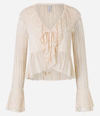 Blusa em Renda com Textura Amarração e Babados