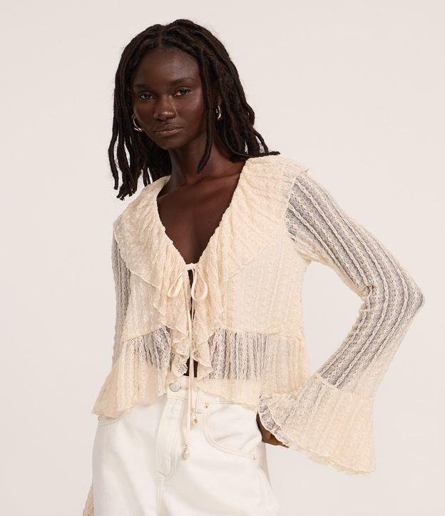 Blusa em Renda com Textura Amarração e Babados - 3