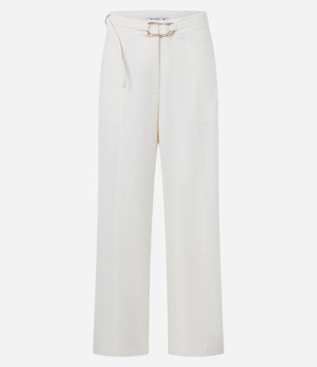 Calça Reta em Crepe com Cinto e Fivela - 1