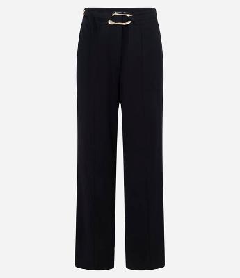 Calça Reta em Crepe com Cinto e Fivela