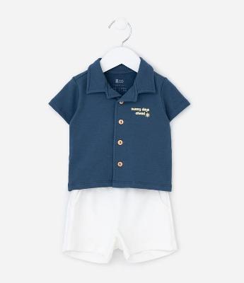 Conjunto Infantil em Moletom Barco a Vela - Tam 0 a 18 Meses