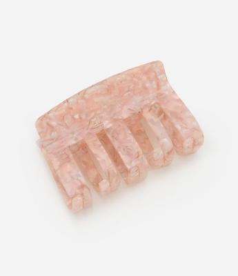 Piranha de Cabelo Retangular com Dentes Largos e Efeito Marmorizado