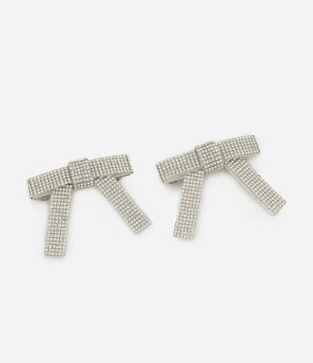 Kit 02 Presilhas de Cabelo em Strass com Forma de Laço