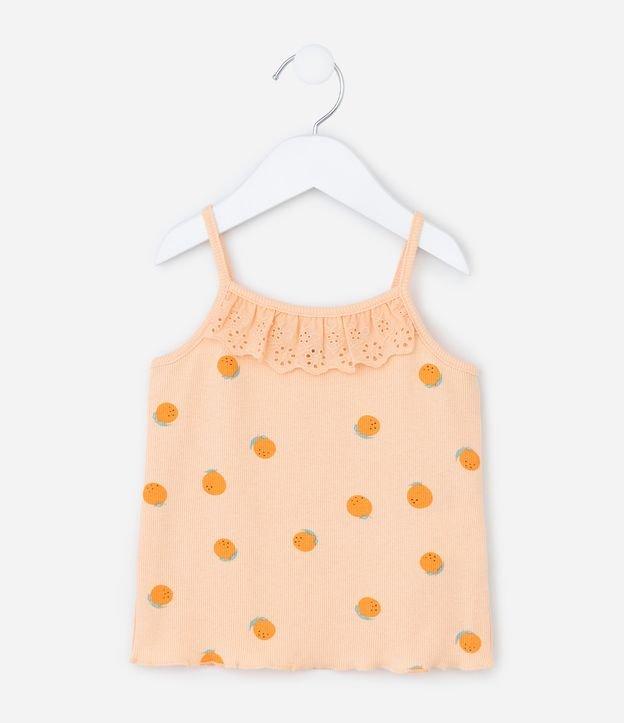 Regata Infantil em Riabana com Estampa de Laranjas - Tam 1 a 6 Anos - 1