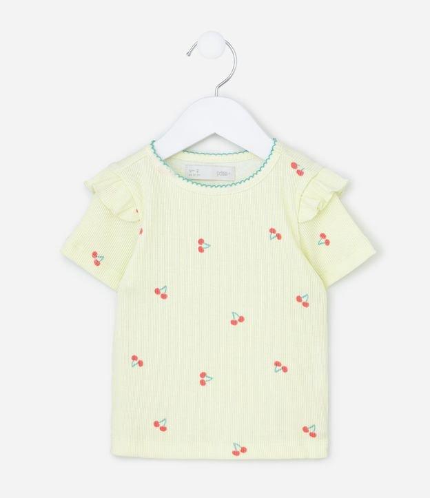 Blusa Infantil em Ribana com Estampa de Cereja - Tam 1 a 6 Anos - 1