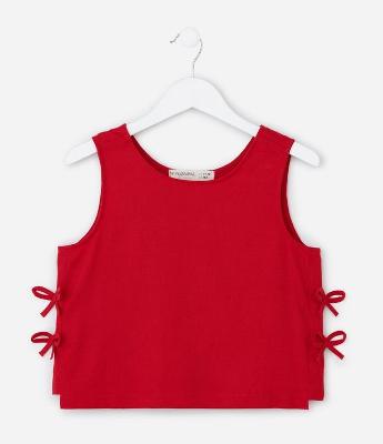 Blusa Infantil Sem Mangas com Lacinhos - Tam 7 a 14 Anos