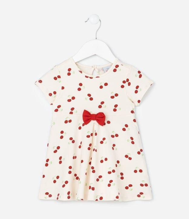 Vestido Infantil com Estampa de Cerejas -Tam 0 a 18 Meses - 1