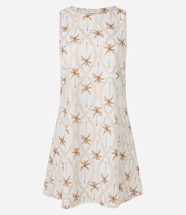 Vestido Curto em Viscolinho com Estampa Coqueiros e Foil - 1