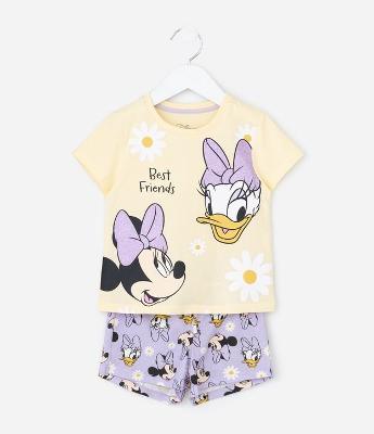 Pijama Curto Infantil com Estampa Minnie e Margarida - Tam 2 a 6 anos