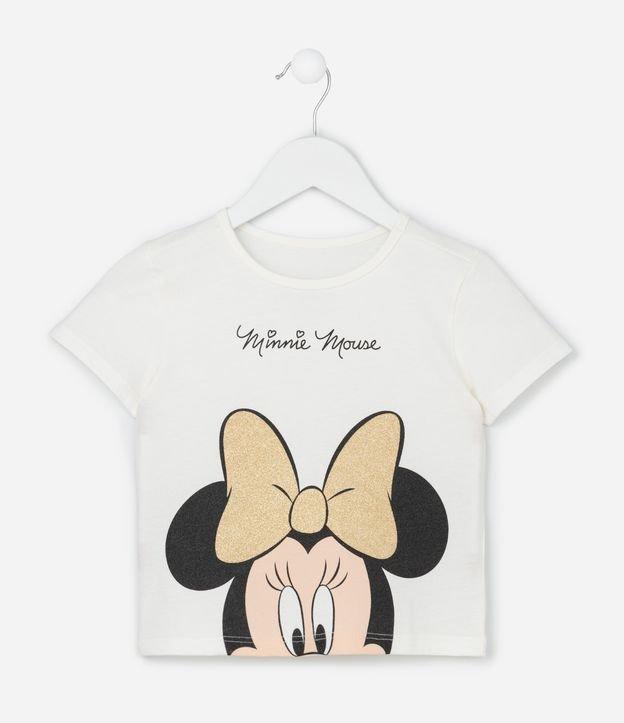 Camiseta Infantil com Estampa Minnie com Laço Brilhante - Tam 1 a 6 Anos - 1