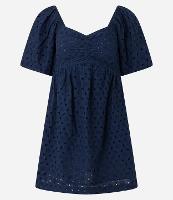 Vestido Curto em Laise com Bordado de Conchas e Manga Bufante - 1