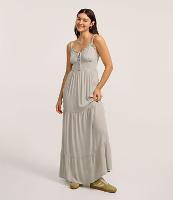 Vestido Longo em Viscose com Amarração no Decote Coração - 3