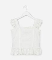 Blusa Infantil em Tricoline com Alça de Broderie - Tam 5 a 14 Anos - 1