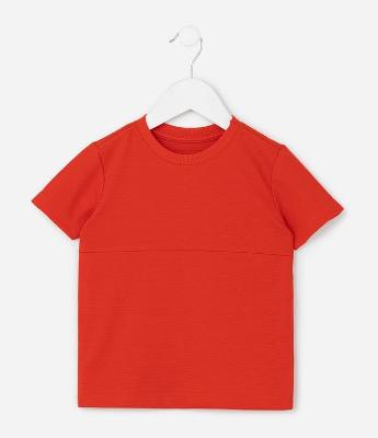 Camiseta Infantil com Recorte e Texturizada - Tam 1 a 6 Anos