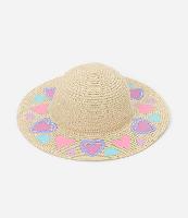 Chapéu de Palha Infantil Estampa de Corações - Tam Único - 1