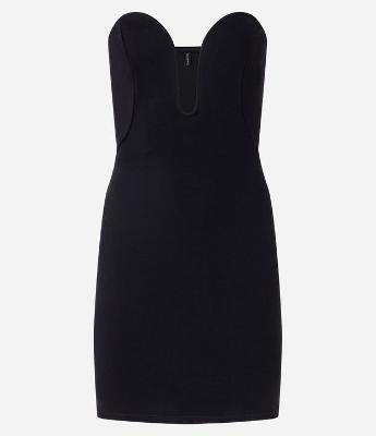 Vestido Curto Sem Manga em Ponto Roma com Decote Coração Profundo