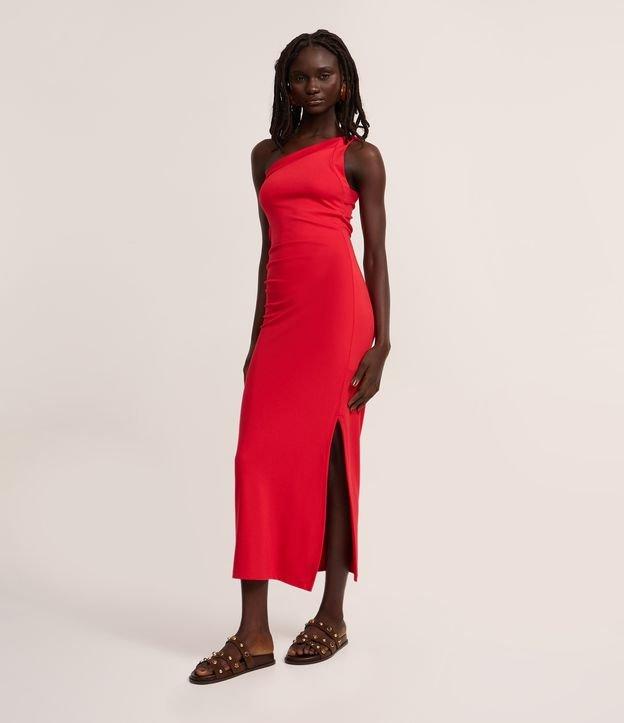 Vestido Long Midi com Ombro Só e Pregas Laterais - 2